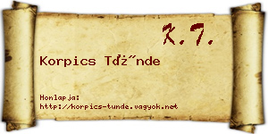 Korpics Tünde névjegykártya